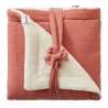 Couverture peluche double gaze & microfibre 70x100cm marsala