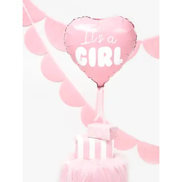 Ballon Mylar Coeur - It's a girl - Rose vif