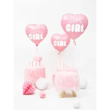Ballon Mylar Coeur - It's a girl - Rose vif