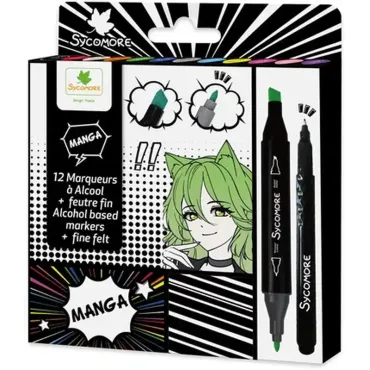 Manga - 10 marqueurs à alcool + feutre fin