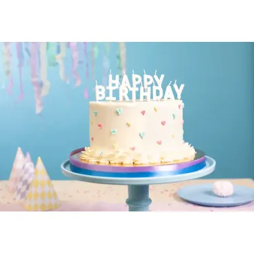 Bougies d'anniversaire ''Happy Birthday'' - Blanches