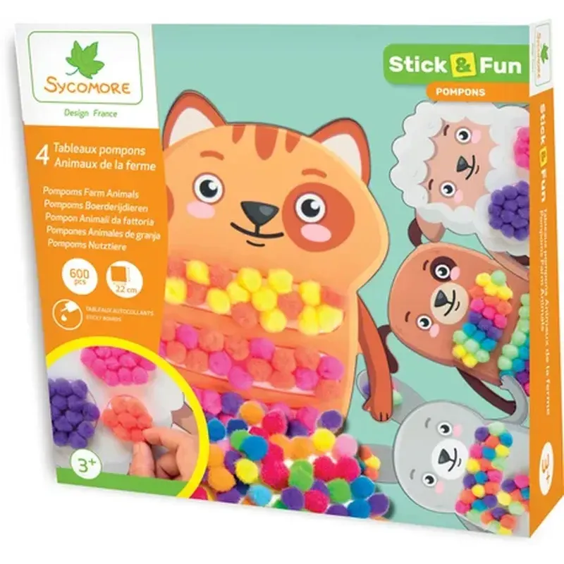 Stick'N Fun - Pompons - Animaux de la ferme