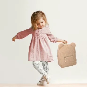 Sac à dos enfant 31x26x9cm - ourson bouclette beige