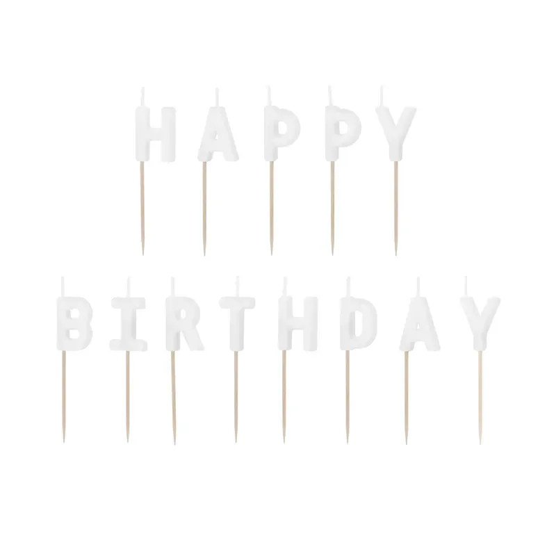 Bougies d'anniversaire ''Happy Birthday'' - Blanches