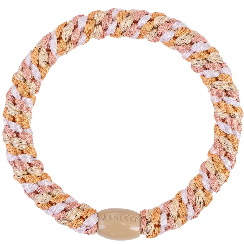 Elastique pour cheveux pailleté Rose et beige