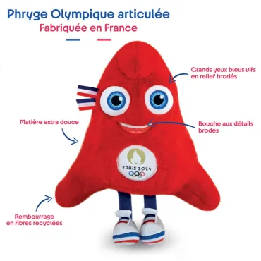 Peluche Mascotte Officielle Jeux Olympiques Paris 2024 - Fabriquée en France - 30 cm