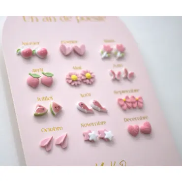 Boucle d'oreille - Un an de Poésie - rose