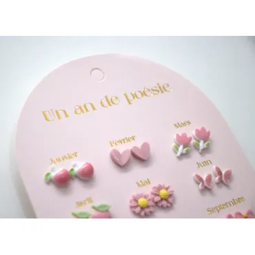 Boucle d'oreille - Un an de Poésie - rose