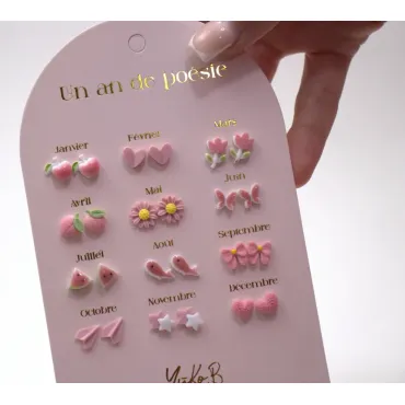 Boucle d'oreille - Un an de Poésie - rose