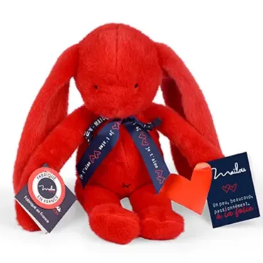LAPIN Méloé 37 cm - Rouge Passion -Je t’aime "à la folie"