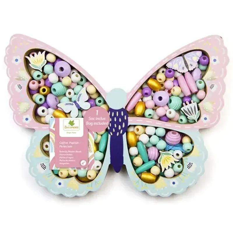 Les Perles - Coffret perles bois papillon