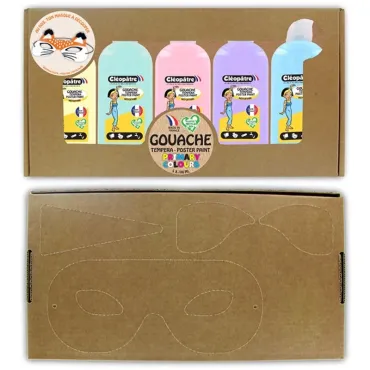 Coffret de 5 flacons de peinture gouache Pastel 100ml + 1 masque
