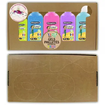 Coffret de 5 flacons de gel pailleté Néon 100ml + 1 masque