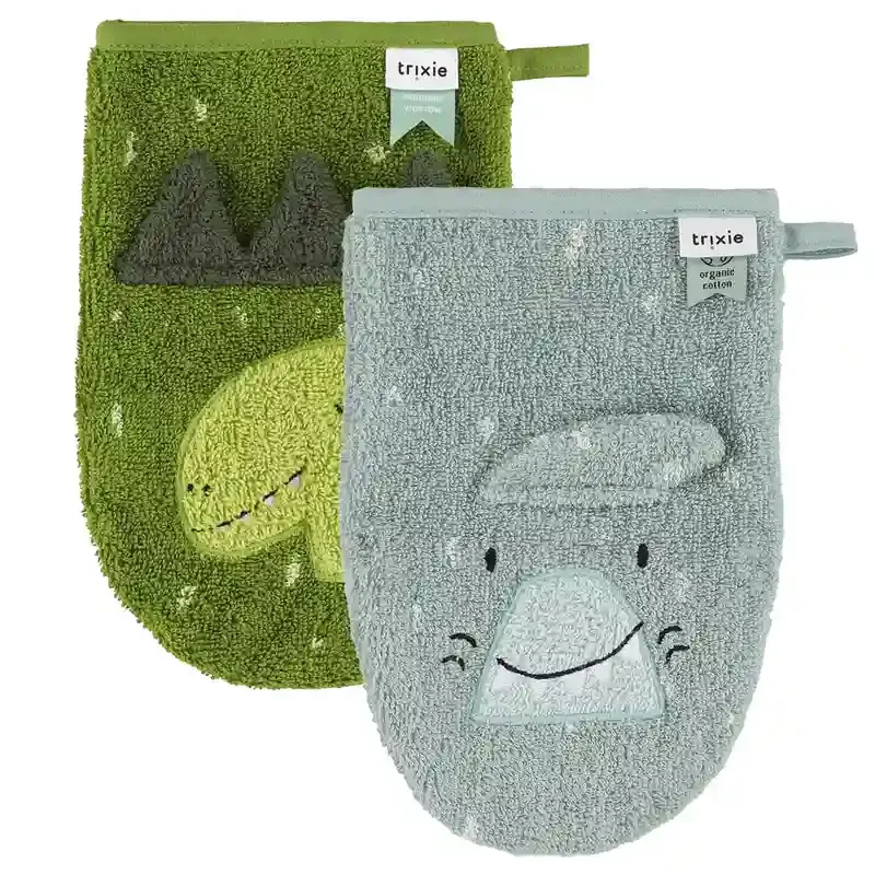 Gant de toilette 2-pack  - Mr. Shark - Mr. Dino 