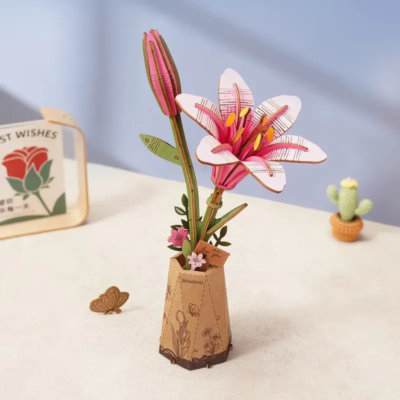 Puzzle 3D en bois - Pink Lily