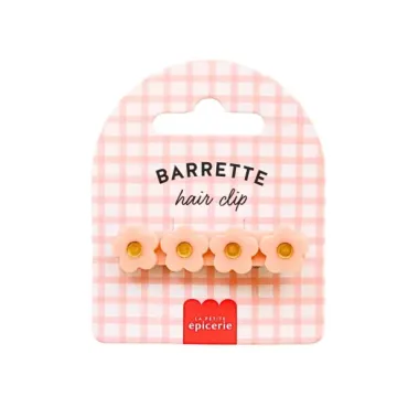 Barrette cheveux - Fleur Pêche