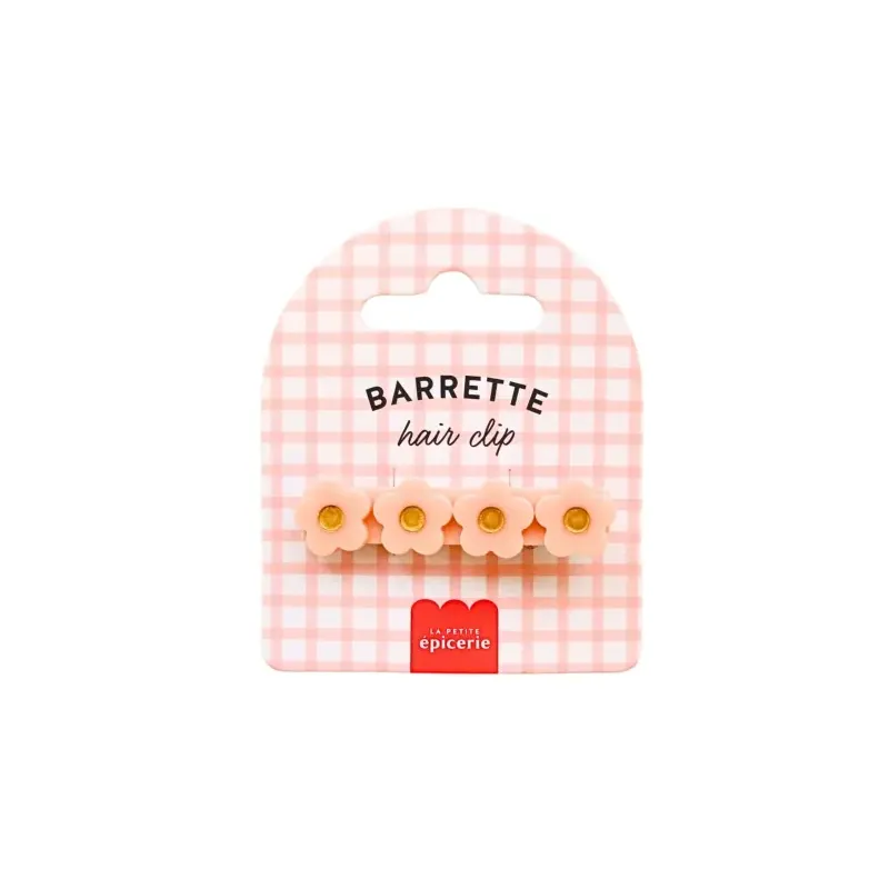 Barrette cheveux - Fleur Pêche