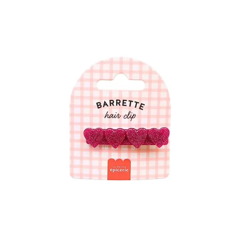 Barrette cheveux - Coeur Fuchsia
