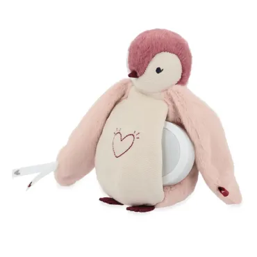 Peluche veilleuse manchot Rose
