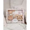 Lapin Doudou - Coffret cadeau Chaussons et Doudou Beige 15 cm