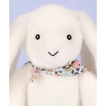 Peluche lapin blanc 25 cm - Lapin Fleurette