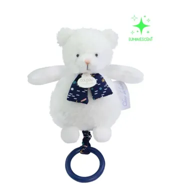 Boite a musique luminescente ours - 17 cm - Clair de Lune