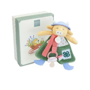 Doudou attache-sucette Vache Anette - 19 cm