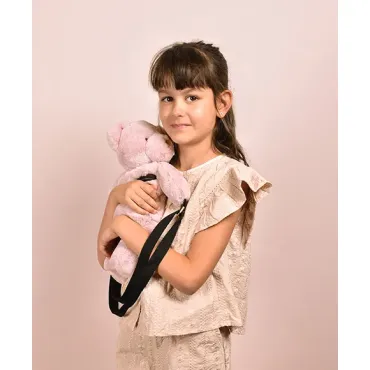 Sac bandouliere - Ours en peluche rose - 30 cm