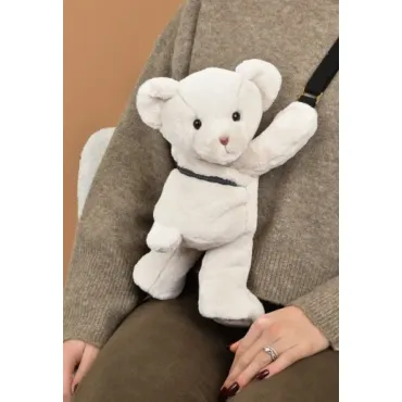 Sac bandouliere - Ours en peluche beige - 30 cm