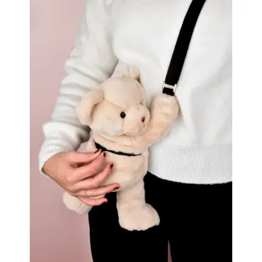 Sac bandouliere - Ours en peluche beige - 30 cm