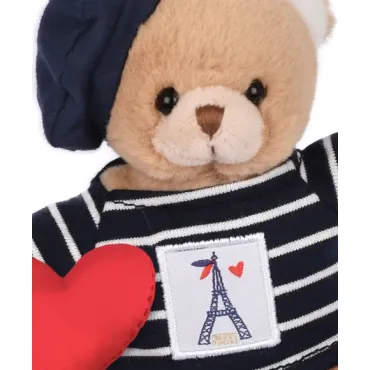Porte clé Ours Marinière Tour Eiffel : Paris Chic- 15 cm