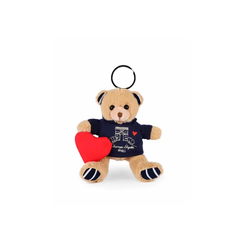 Porte clé Ours sweat marine Champs Elysées - 15 cm