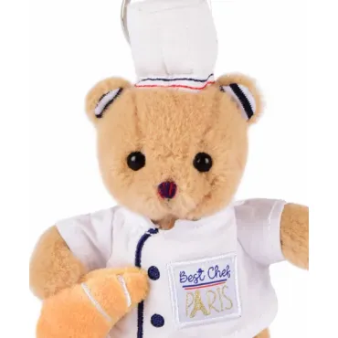 Porte clé Ours cuistot chef - 15 cm