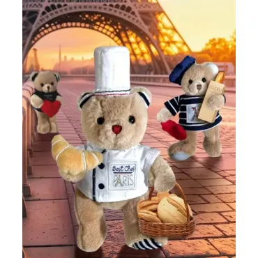 Porte clé Ours cuistot chef - 15 cm