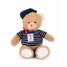 Ours en peluche marron avec marinière et béret - 28 cm
