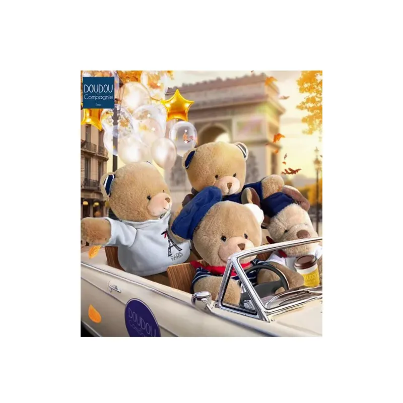Porte-clés Peluche Ours Marinier Tour Eiffel DOUDOU ET COMPAGNIE | 14 Cm | Collection Amour De Paris | Cadeau Souvenir - 4