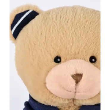 Ours en peluche marron avec sweat marine Champs Elysees - 28 cm