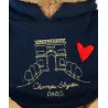 Ours en peluche marron avec sweat marine Champs Elysees - 28 cm