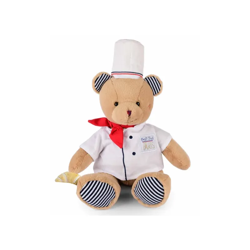 Peluche Ours Chef avec toque de Cuisinier- 28 cm