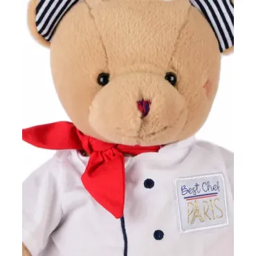Peluche Ours Chef avec toque de Cuisinier- 28 cm