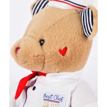 Peluche Ours Chef avec toque de Cuisinier- 28 cm