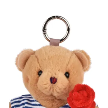 Peluche Ours porte cle avec rose - Le Romantique - 15 cm