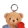 Peluche Ours porte cle avec rose - Le Romantique - 15 cm