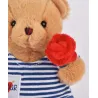 Peluche Ours porte cle avec rose - Le Romantique - 15 cm