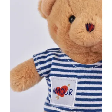 Peluche Ours porte cle avec rose - Le Romantique - 15 cm