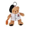 Peluche Ours beige - Porte-cle - Chef avec baguette - 15 cm