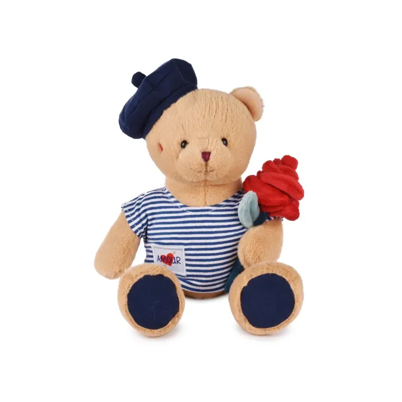 Peluche Ours avec rose - Le Romantique - 25 cm