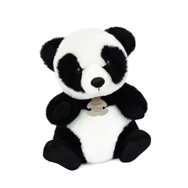 Peluche panda assis blanc et noir - 20 cm