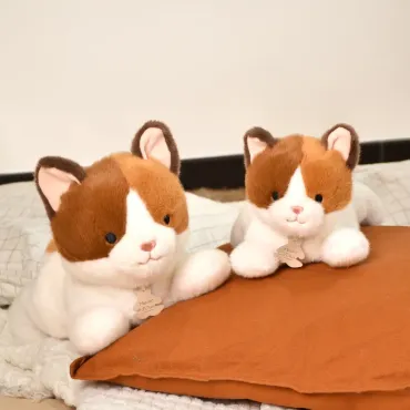 Peluche Chat allongee - Les P'tits Relax - 22 cm