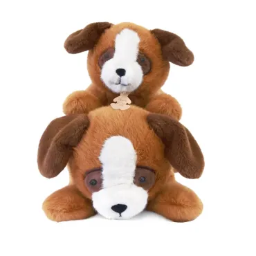 Peluche chien marron allongee - Les P'tits Relax - 22 cm